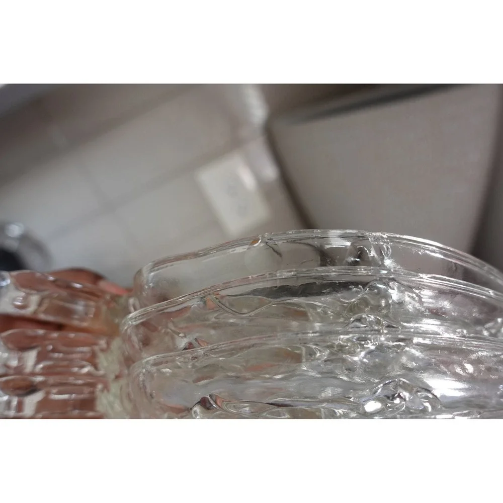 Vintage clear glass cluster bubbly grape serving dish-‎ set of 4